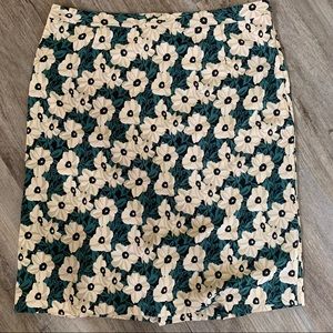 Who What Wear | Green/White Floral A-Line Skirt